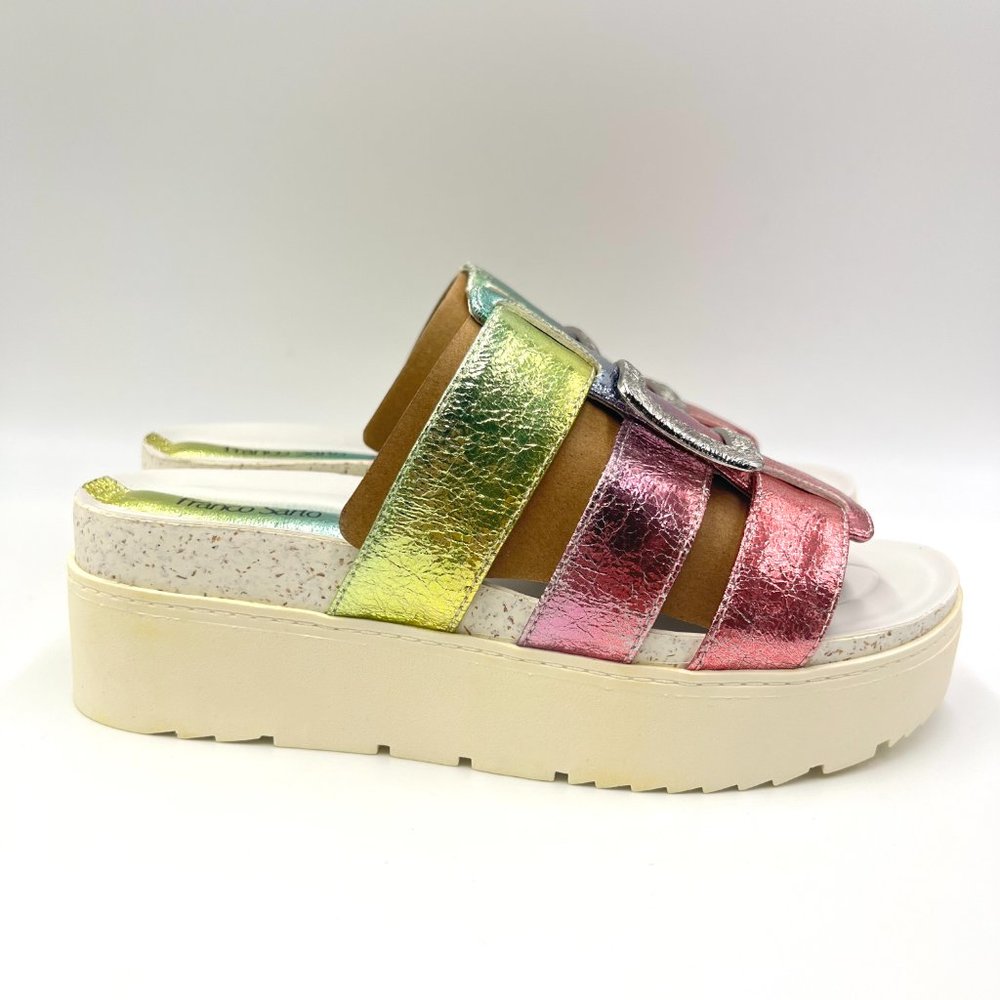 Franco Sarto Womens Size 6.5 Pink Silver Green Blue Platform Sandals Shoes